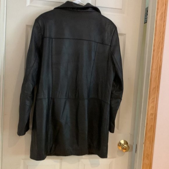 Danier Black Leather coat jacket size large - Picture 2 of 6